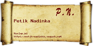 Petik Nadinka névjegykártya